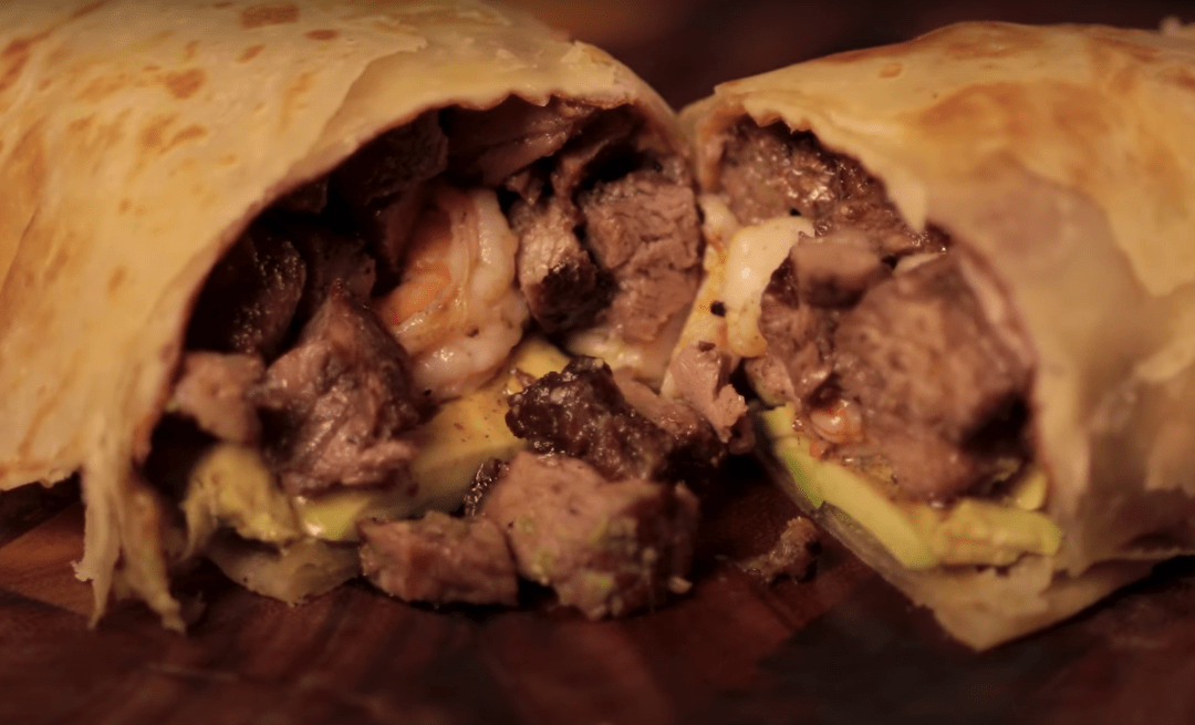 Burrito de Sirloin con Camarones